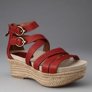 Earthies red Tortola gladiator platform sandal